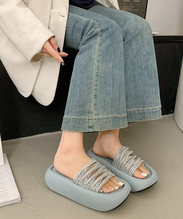 Platform Stylish Peep Zircon Toe Leopard Sandals Slide