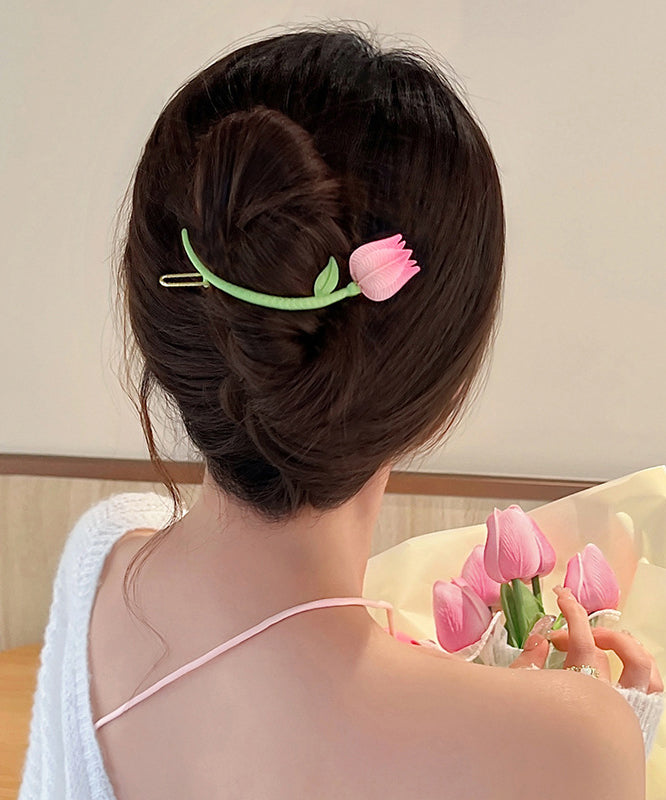 Stylish Light Green Alloy Tulip Arc-Shaped Hairpin WO018