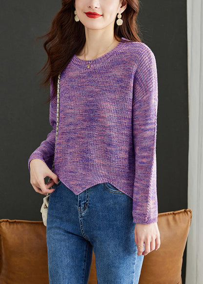 Stylish Pink O Neck Cozy Wool Knit Sweaters Fall QS026