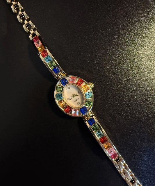 Alloy Rainbow Gem Zircon Watches Stone Stylish