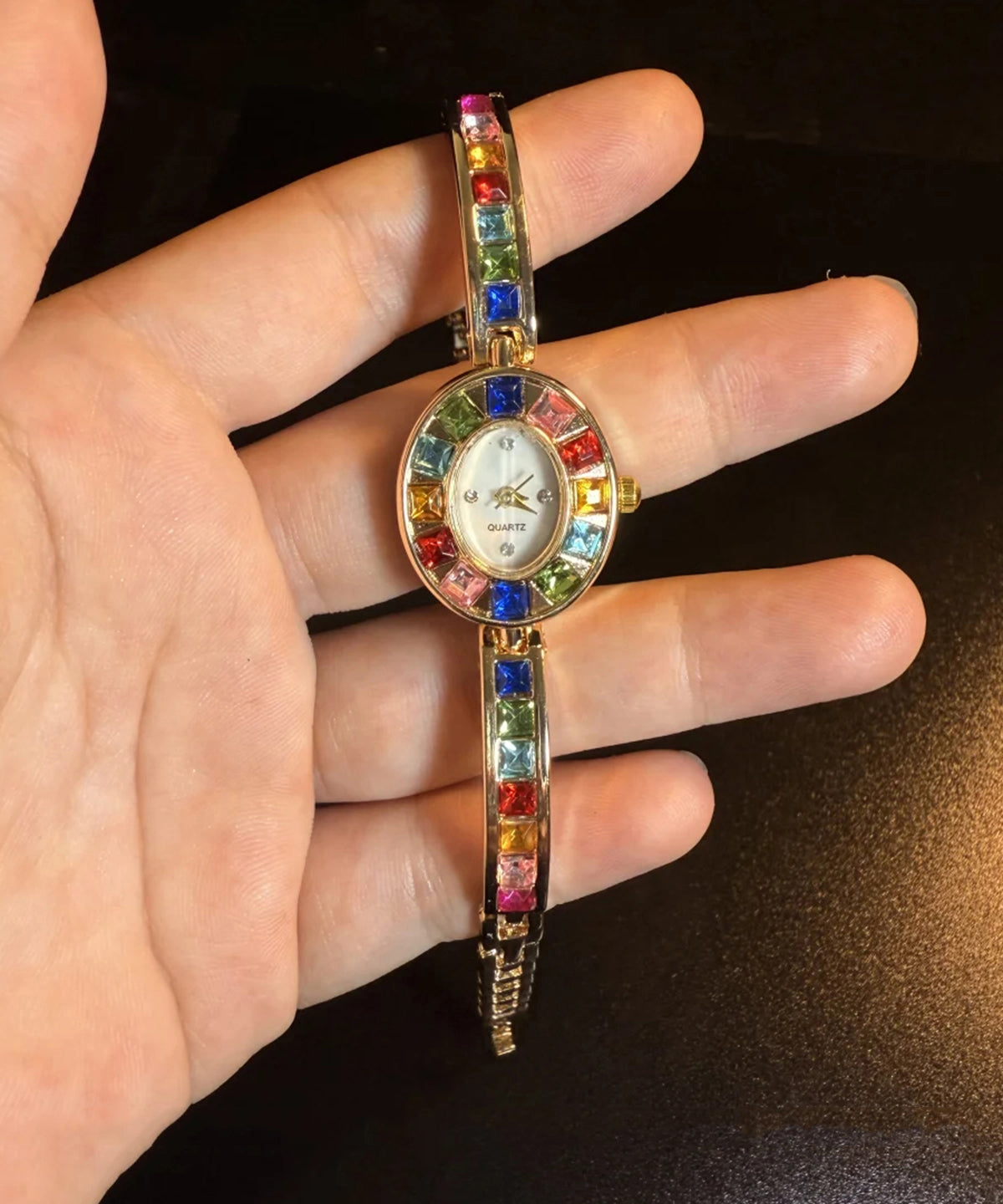 Alloy Rainbow Gem Zircon Watches Stone Stylish