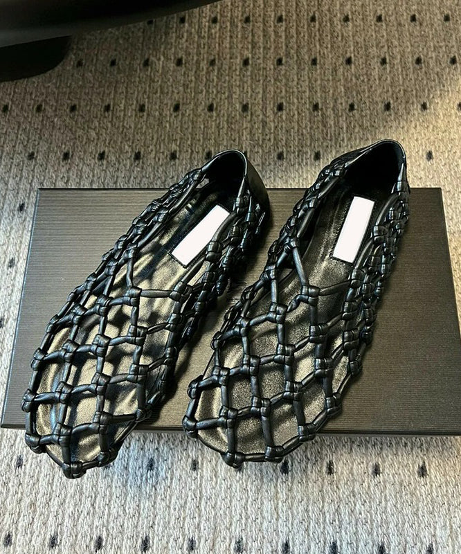 Stilvolle Walking Sandalen Hohl Rindsleder Spleißen Rot Aus Leder