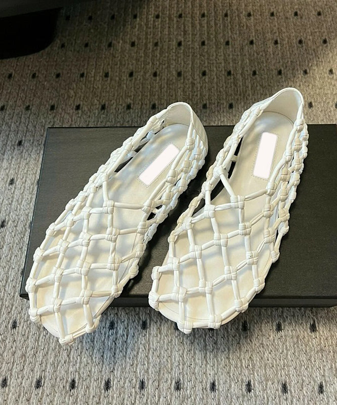 Stilvolle Walking Sandalen Hohl Rindsleder Spleißen Rot Aus Leder