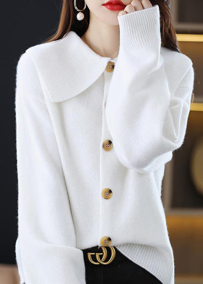 Stylish Red Peter Pan Collar Button Solid Knit Cardigan Fall QI048