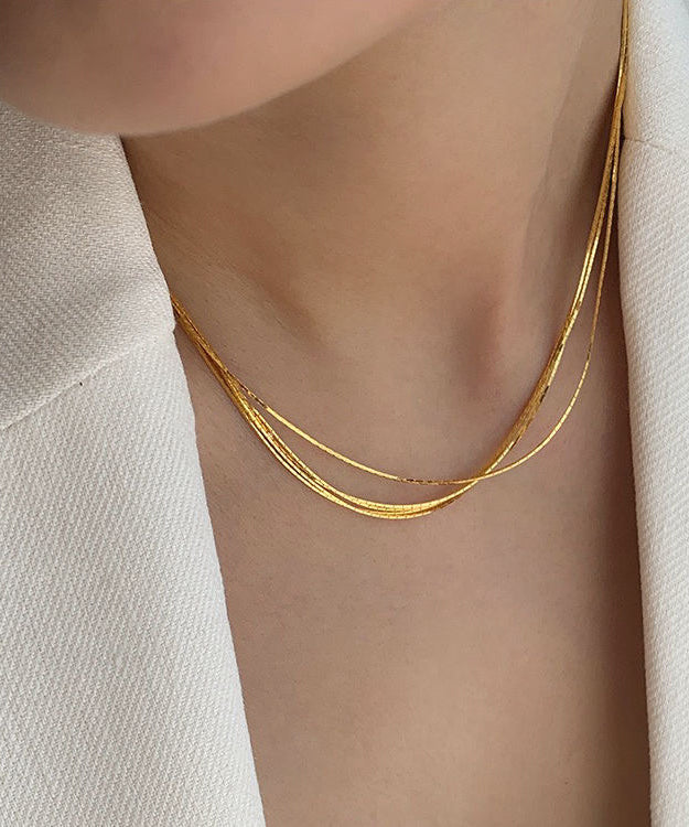 Collier élégant en soie et acier inoxydable à plusieurs niveaux PO051