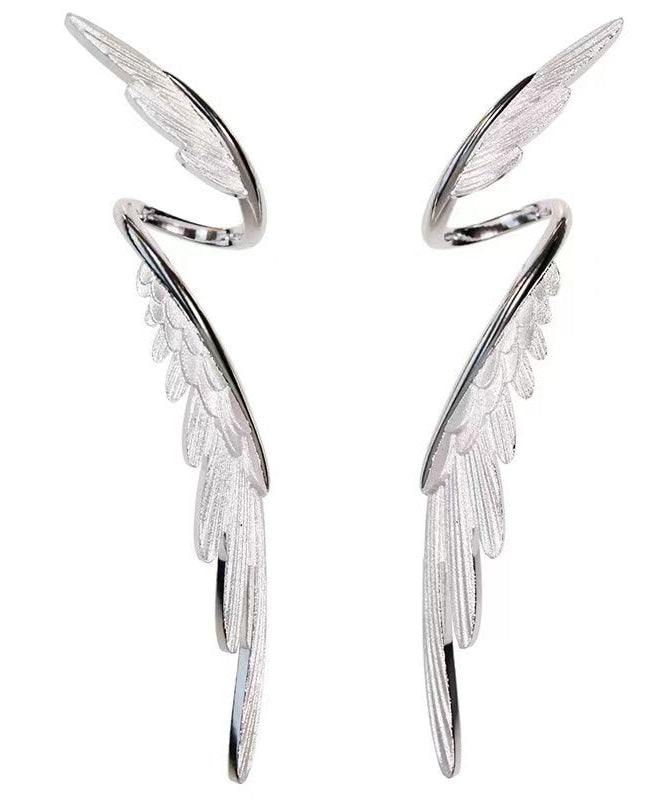 Stylish Silk Sterling Silver Wing Drop Earrings GH1035