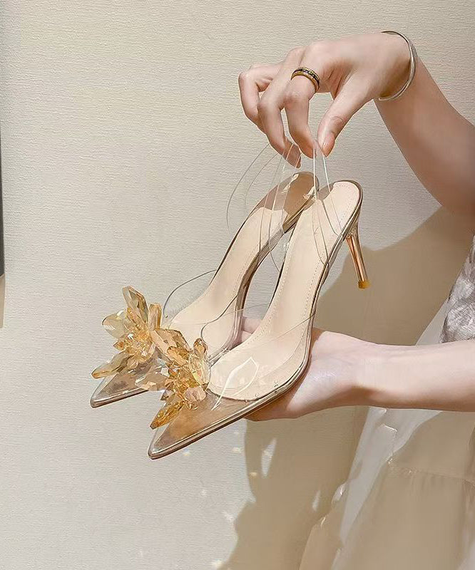 Spitze Stilvolle Silber Stiletto Splicing Kristall Sandalen Toe