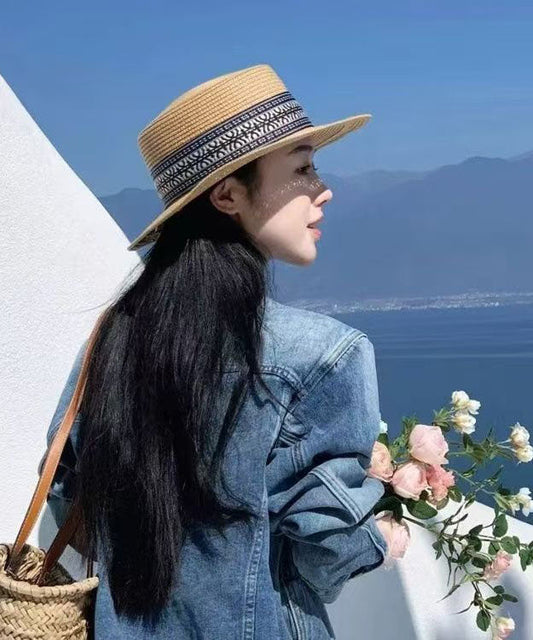 Khaki Cloche Woven Straw Hat Versatile Stylish