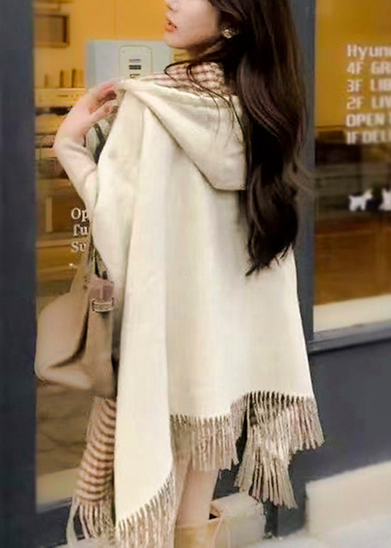 Stylish Wear On Both Sides Plaid Tassel Cashmere Shawl WO040