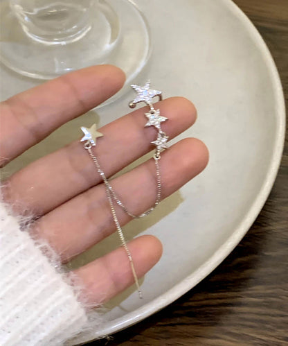 Stylish White Copper Zircon Star Drop Earrings QZ002