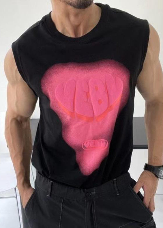 Tank Weiß Männer Baumwolle O Neck Stilvolle Druck Liebe Sommer