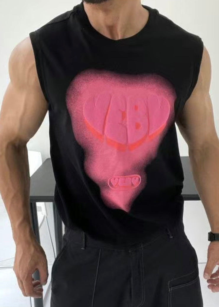 Tank Weiß Männer Baumwolle O Neck Stilvolle Druck Liebe Sommer