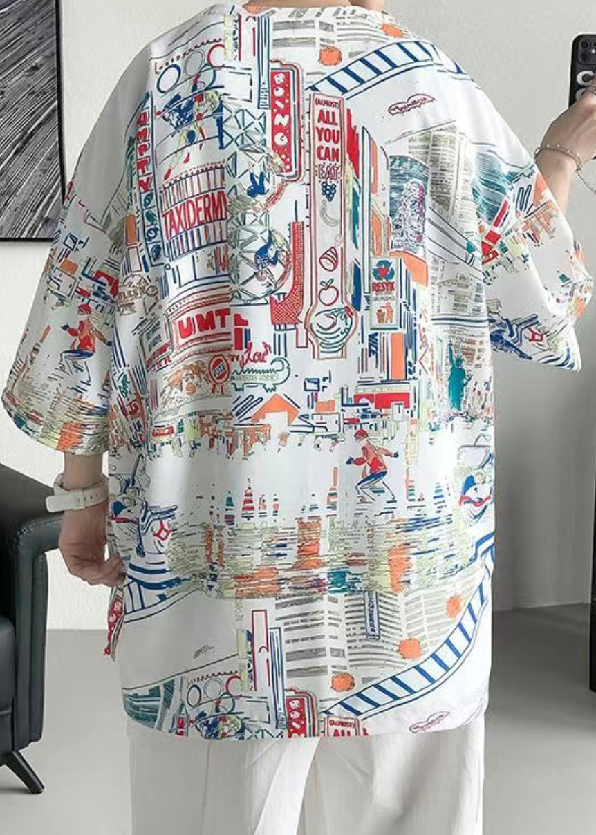 T-shirt imprimé pour homme, en coton blanc, original et élégant
