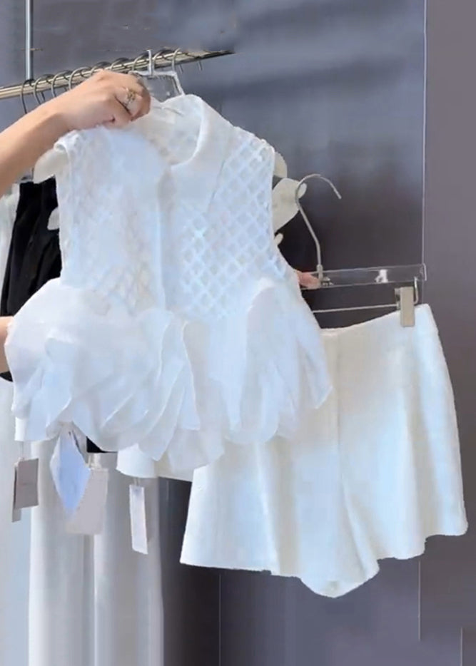 Shorts Stylish White Cotton Shirts Peter And Pan Collar Plaid Two