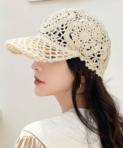 Summer Black Hooked Flower Thin Hollow Knitted Duck Tongue Hat II052