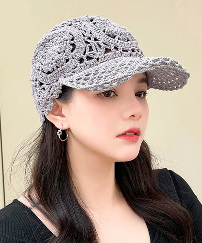 Summer Black Hooked Flower Thin Hollow Knitted Duck Tongue Hat II052