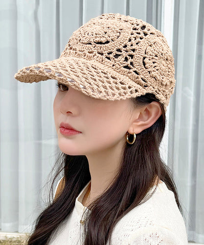 Summer Black Hooked Flower Thin Hollow Knitted Duck Tongue Hat II052