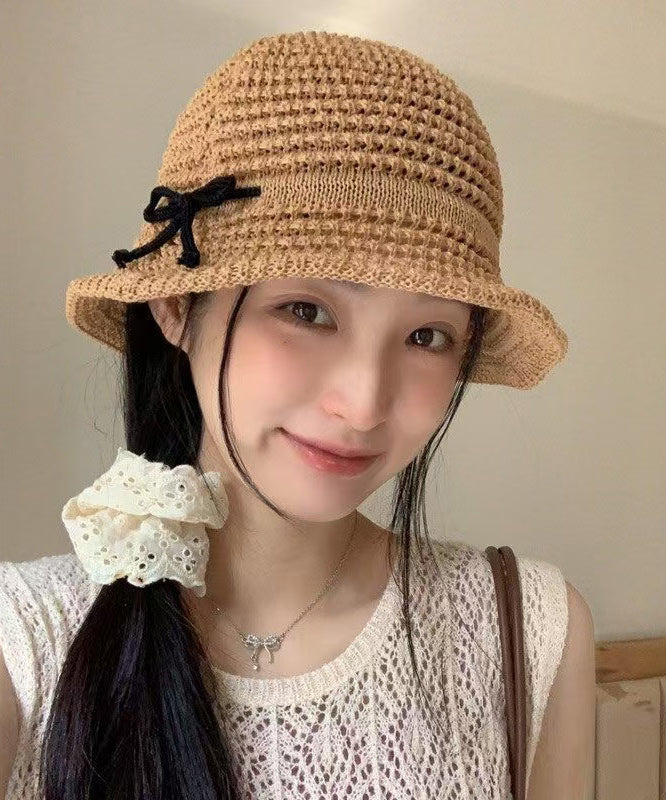 Eave Sunshade Hollow Hat Camel Summer Bow Bucket Large
