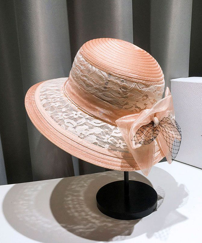 Summer Black Fashion Lace Bow Bucket Tulle Hat