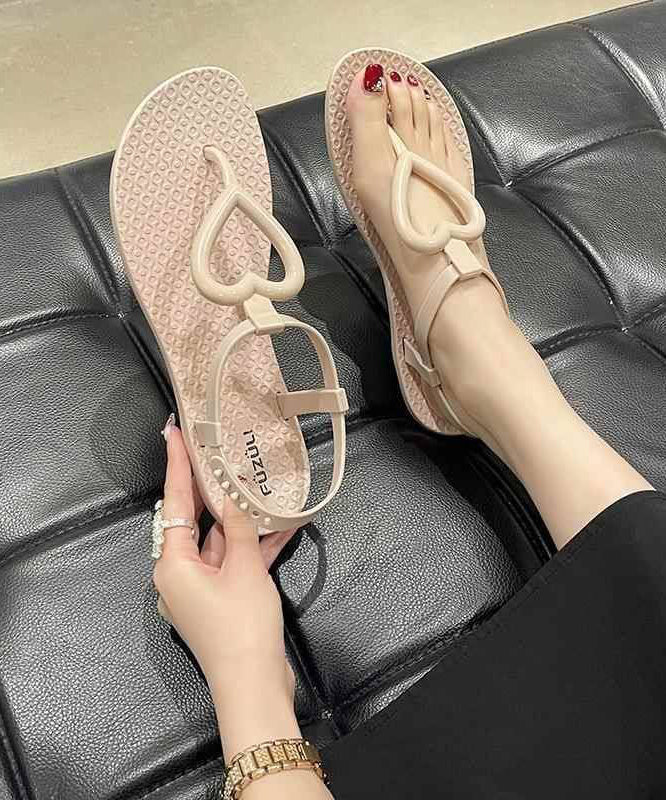 Summer Fashion Khaki Heart Shaped Flip Flops Sandals AG1023