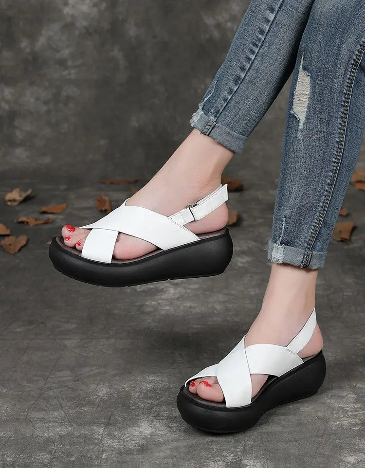Summer Fish-Toe Cross Strap Wedge Sandals Ada Fashion