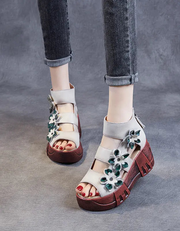 Summer Holiday Flower Platform Sandals Ada Fashion