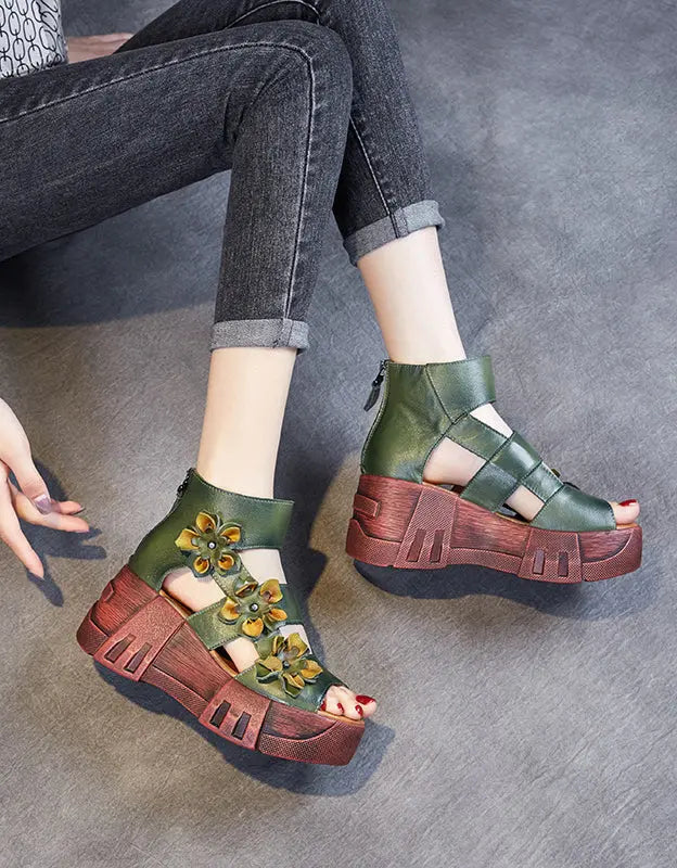 Summer Holiday Flower Platform Sandals Ada Fashion