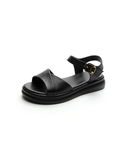 Summer Leather Flat Sandals Slingback Ada Fashion