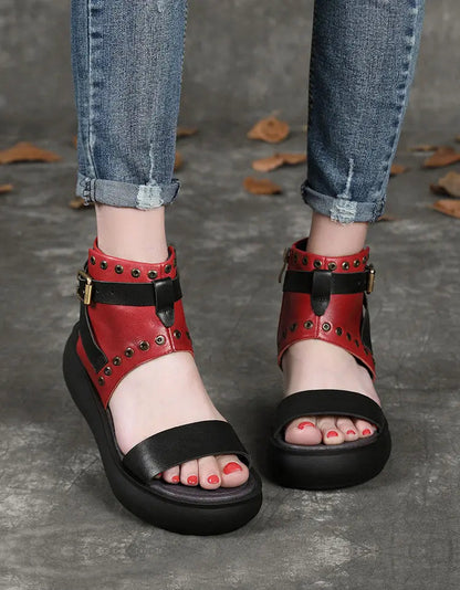 Summer Leather Platform Sandals Boots Ada Fashion