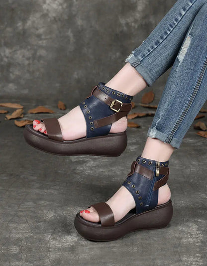 Summer Leather Platform Sandals Boots Ada Fashion