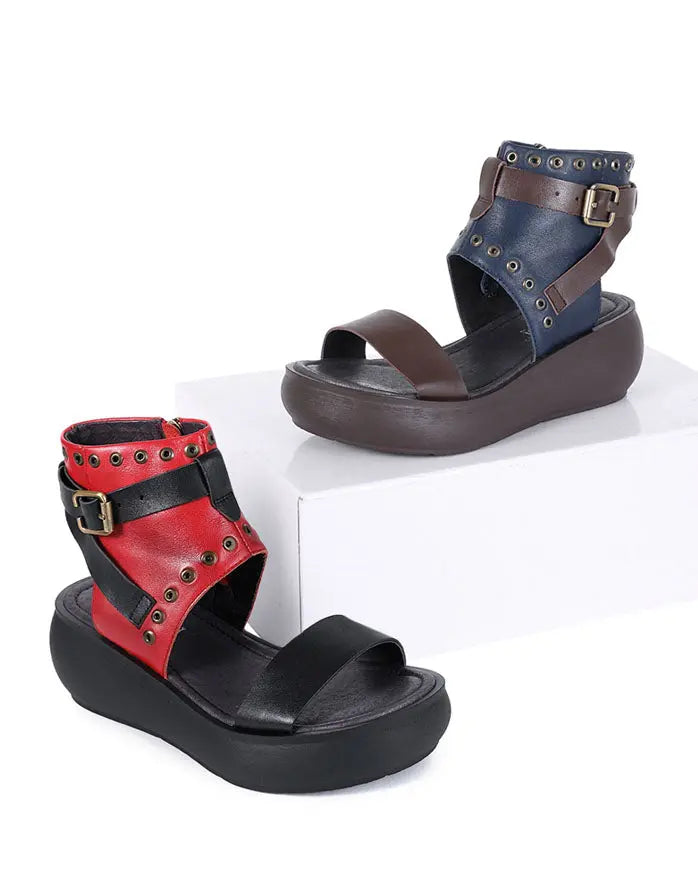 Summer Leather Platform Sandals Boots Ada Fashion