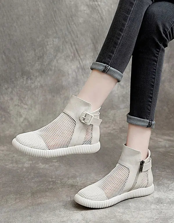 Summer Soft Leather Mesh Sandals Boots Ada Fashion