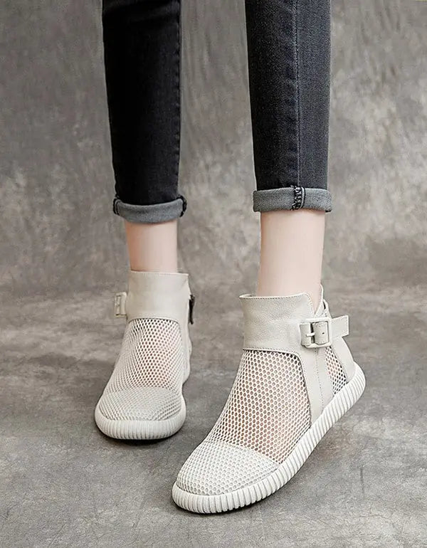 Summer Soft Leather Mesh Sandals Boots Ada Fashion