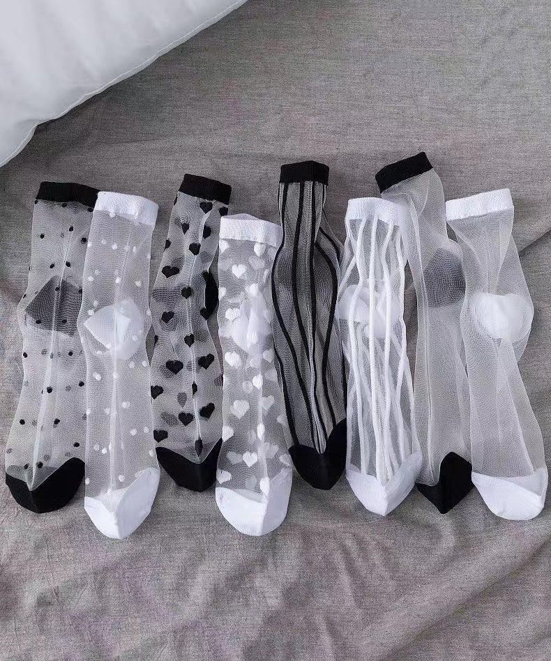 Dünne, transparente Jacquard-Mesh-Socken mittlerer Länge für den Sommer KJ045