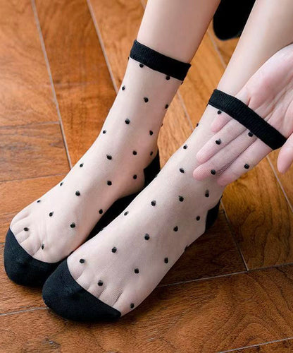 Summer Thin Jacquard Transparent Mesh Mid Length Socks KJ045