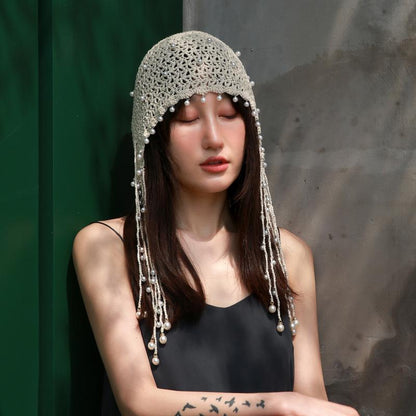 Tassel Pearl Cotton Handmade Knitted Hat OP1021