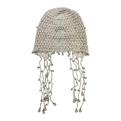 Tassel Pearl Cotton Handmade Knitted Hat OP1021