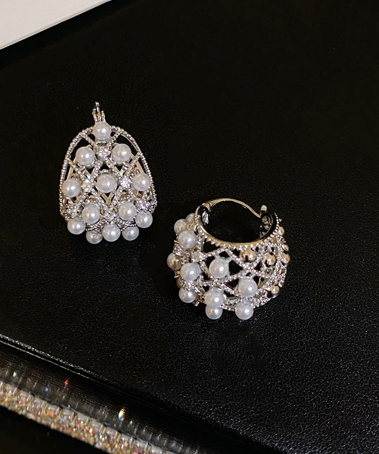 Boucles d'oreilles créoles en alliage de cuivre et perles uniques PO012