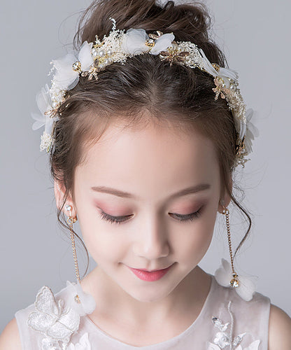 Unique Gold Alloy Tulle Pearl Dragonfly Kids Hairpin IU048