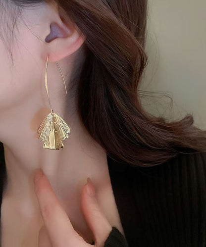 Unique Gold Sterling Silver Alloy Ginkgo leaves Drop Earrings WP003