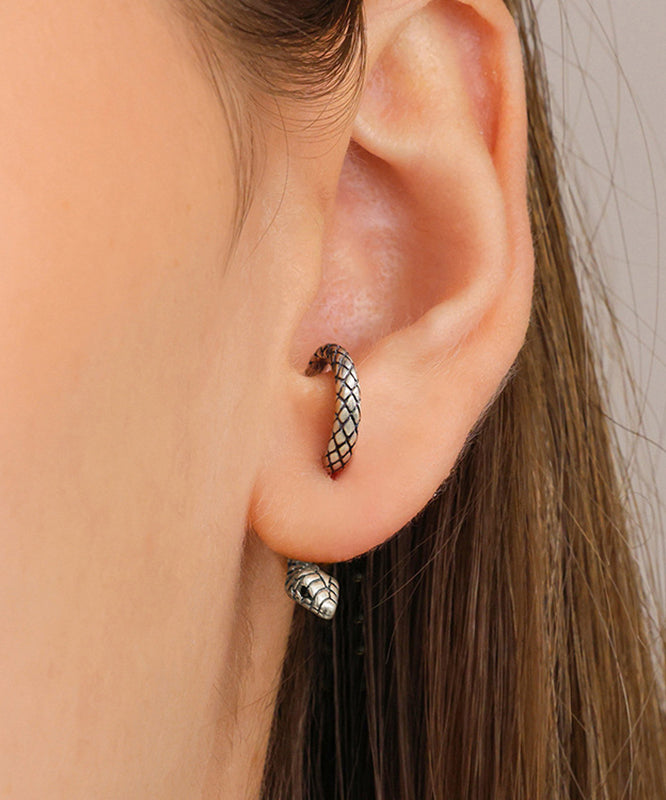 Boucles d'oreilles à tige en argent sterling surdoré, serpentine, argent unique