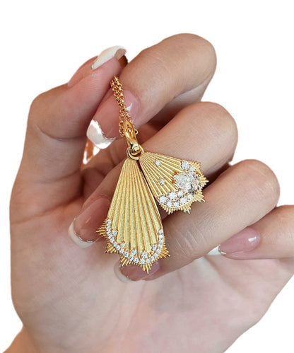 Unique Gold Sterling Silver Overgild Zircon Shell Drop Earrings QI071