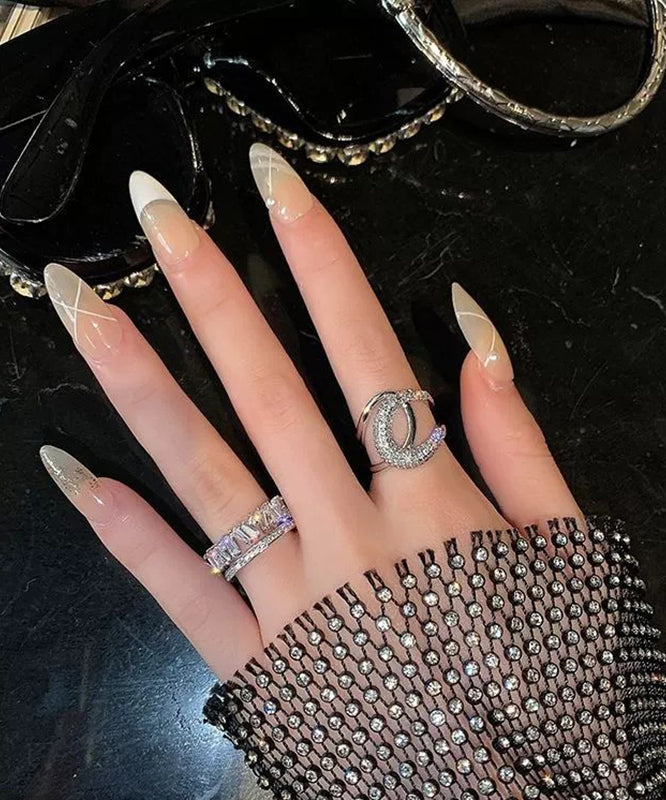 Two-Piece terling Zircon Set Gold Overgild Rings Silver Unique