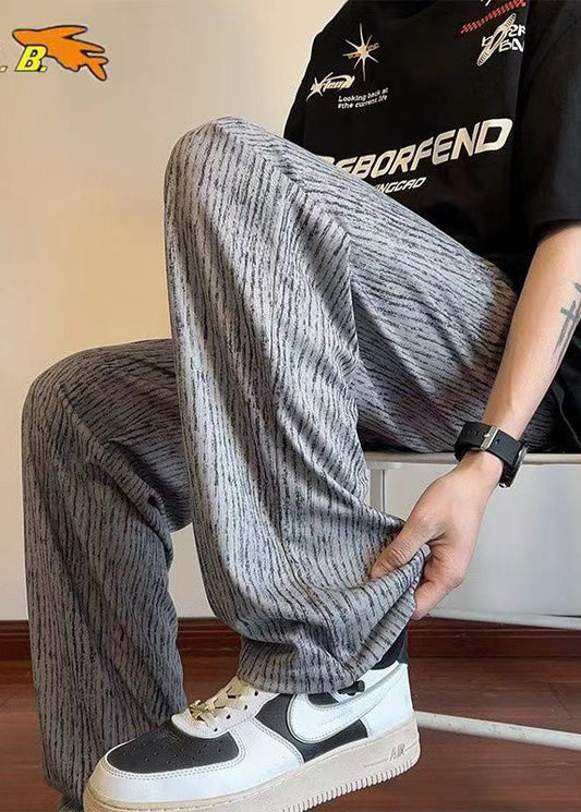 Pantalon en coton gris unique, surdimensionné, vêtements décontractés pour hommes