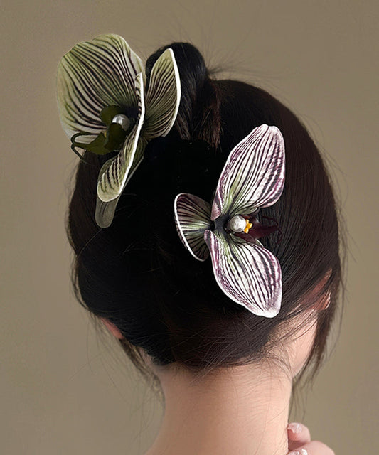 Unique Purple Silicone Cotton Pearl Floral Hairpin AB1068