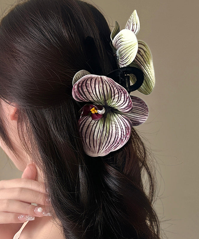 Unique Purple Silicone Cotton Pearl Floral Hairpin QD041