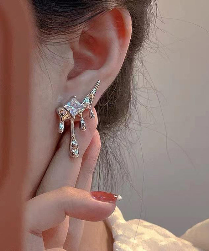 Stud Tassel Earrings Silk Copper Unique Zircon