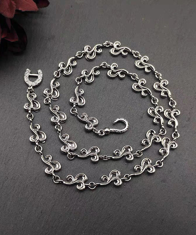 Unique Silk Sterling Silver Hollow Out Auspicious Clouds Necklace KX1047