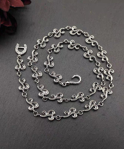 Unique Silk Sterling Silver Hollow Out Auspicious Clouds Necklace KX1047