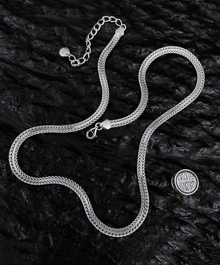 Collier pendentif en argent sterling et soie unique GH1040